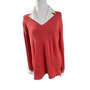 The Look Randolph Duke SilkBlend Knit Layered Look Top Coral Vtg. Sz L